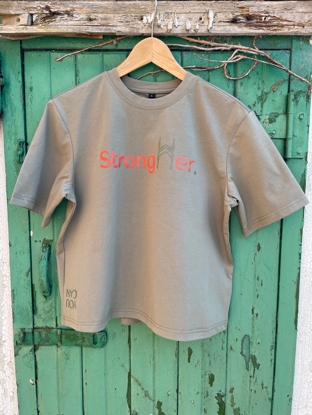 StrongHer. Tee. Pale Olive